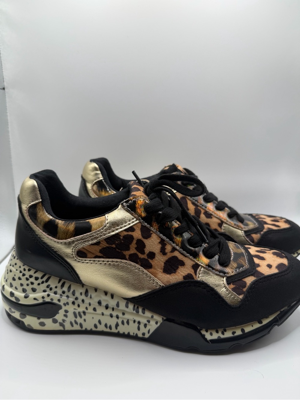 Steve Madden Leopard & Gold Platform Sneakers